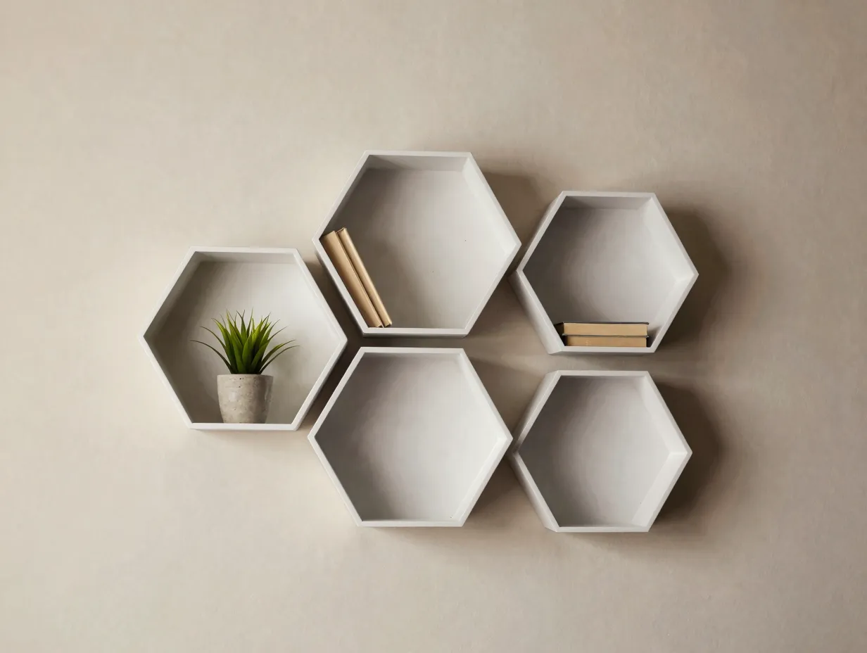 Modular hexagon wall shelf