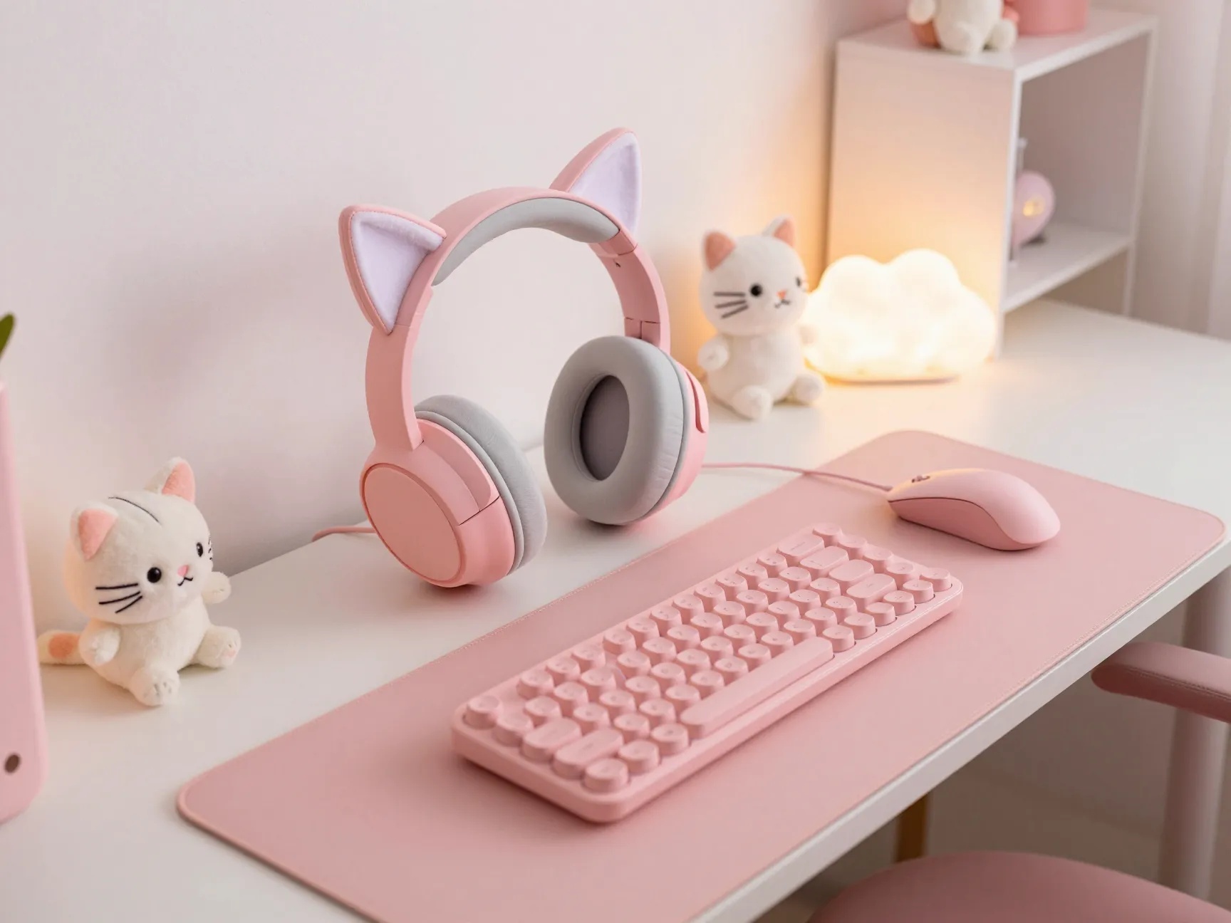 Pink cat headset kawaii paradise