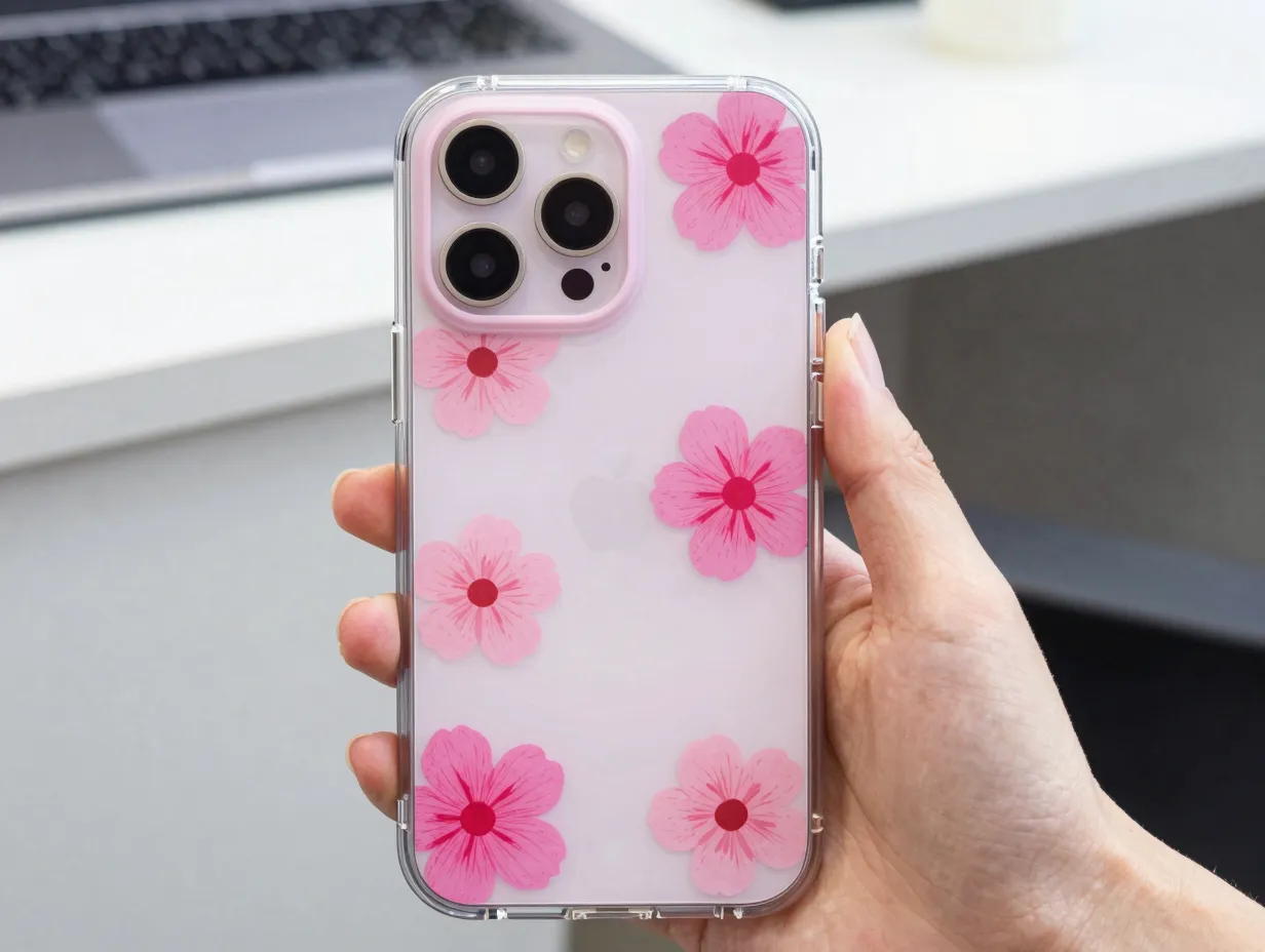 Claires pink floral clear protective case