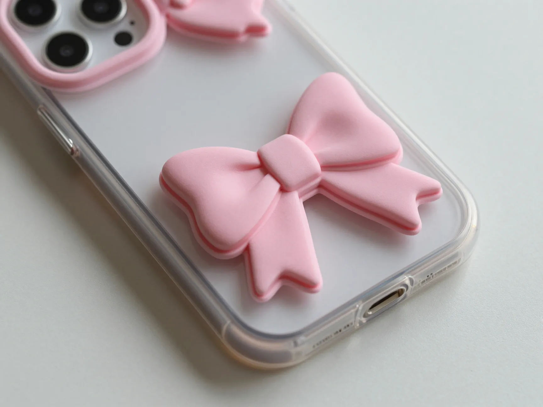 Ownest 3d pink bowknot slim clear case