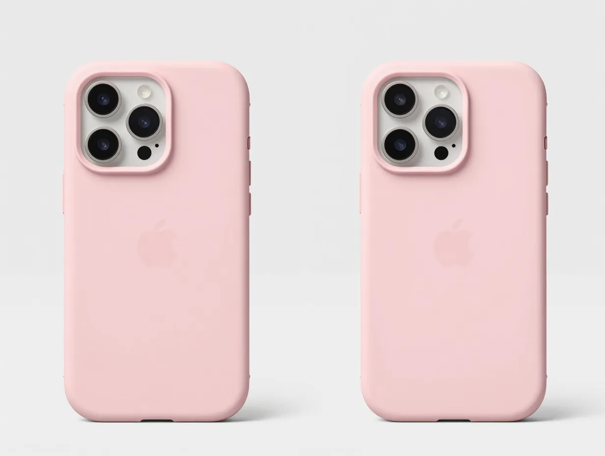 Pink silicone magsafe case with matte hard shell alternative