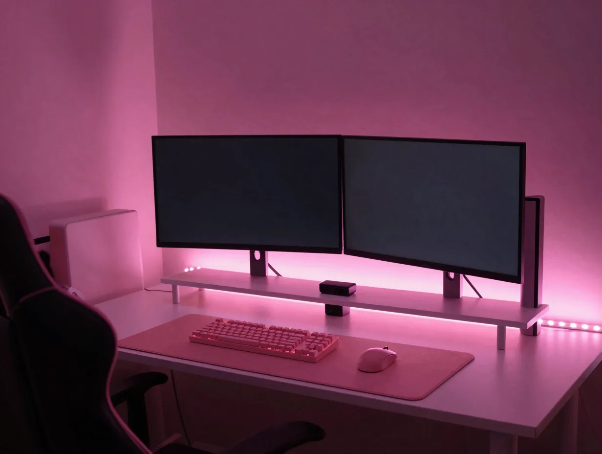 Pink ambient lighting and rope lights
