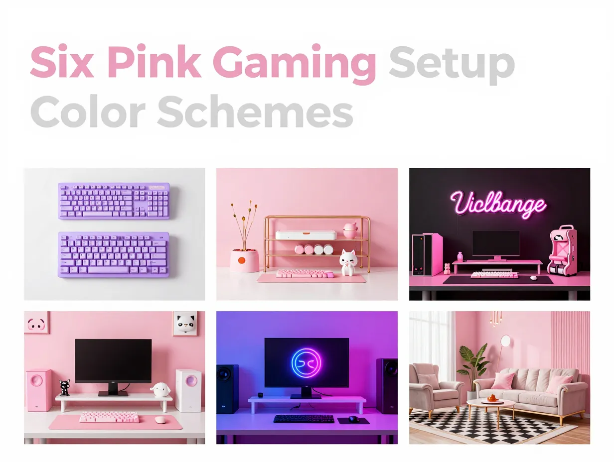Six pink gaming setup color schemes