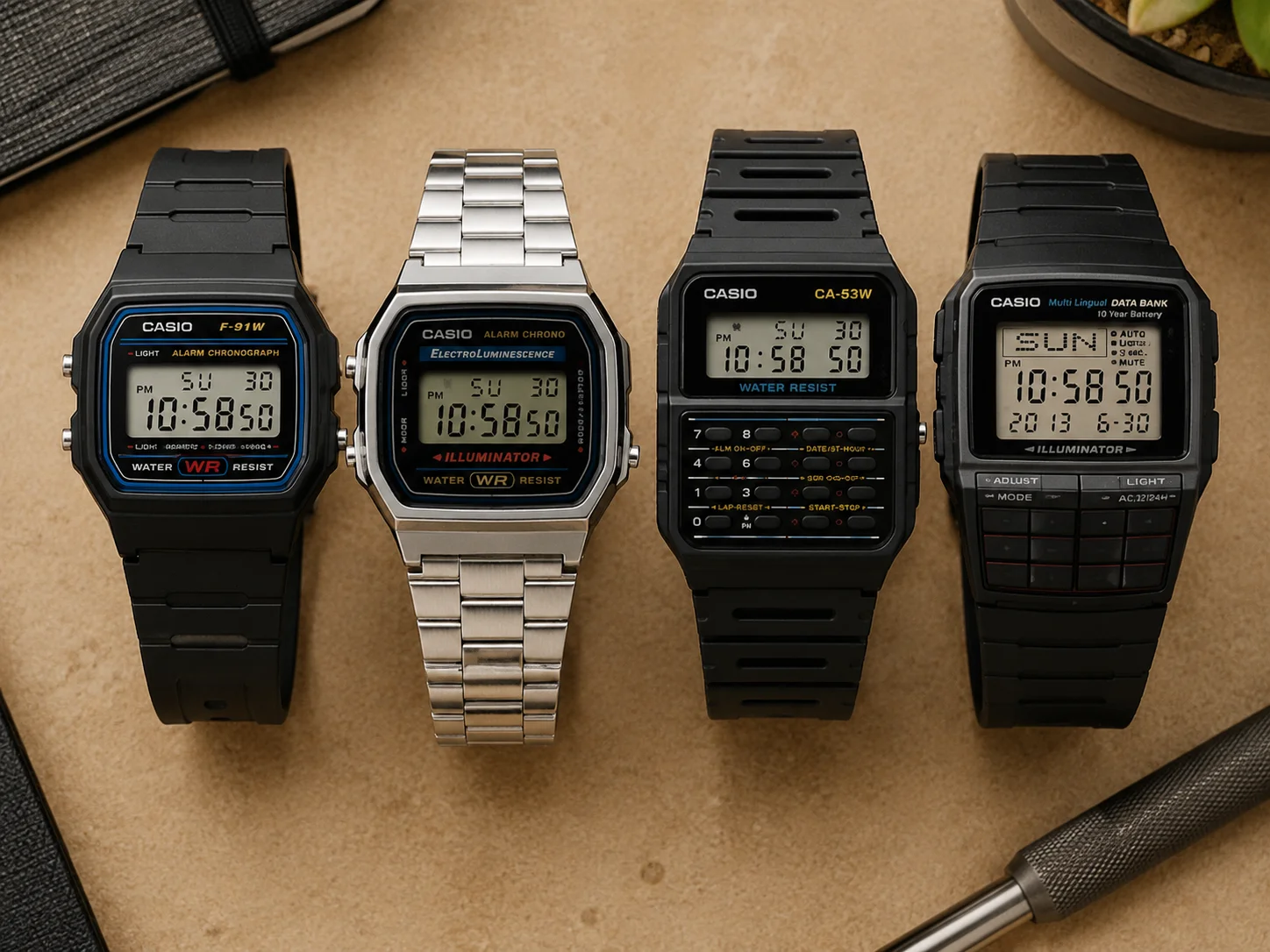 Classic resin casio everyday digitals and calculator models
