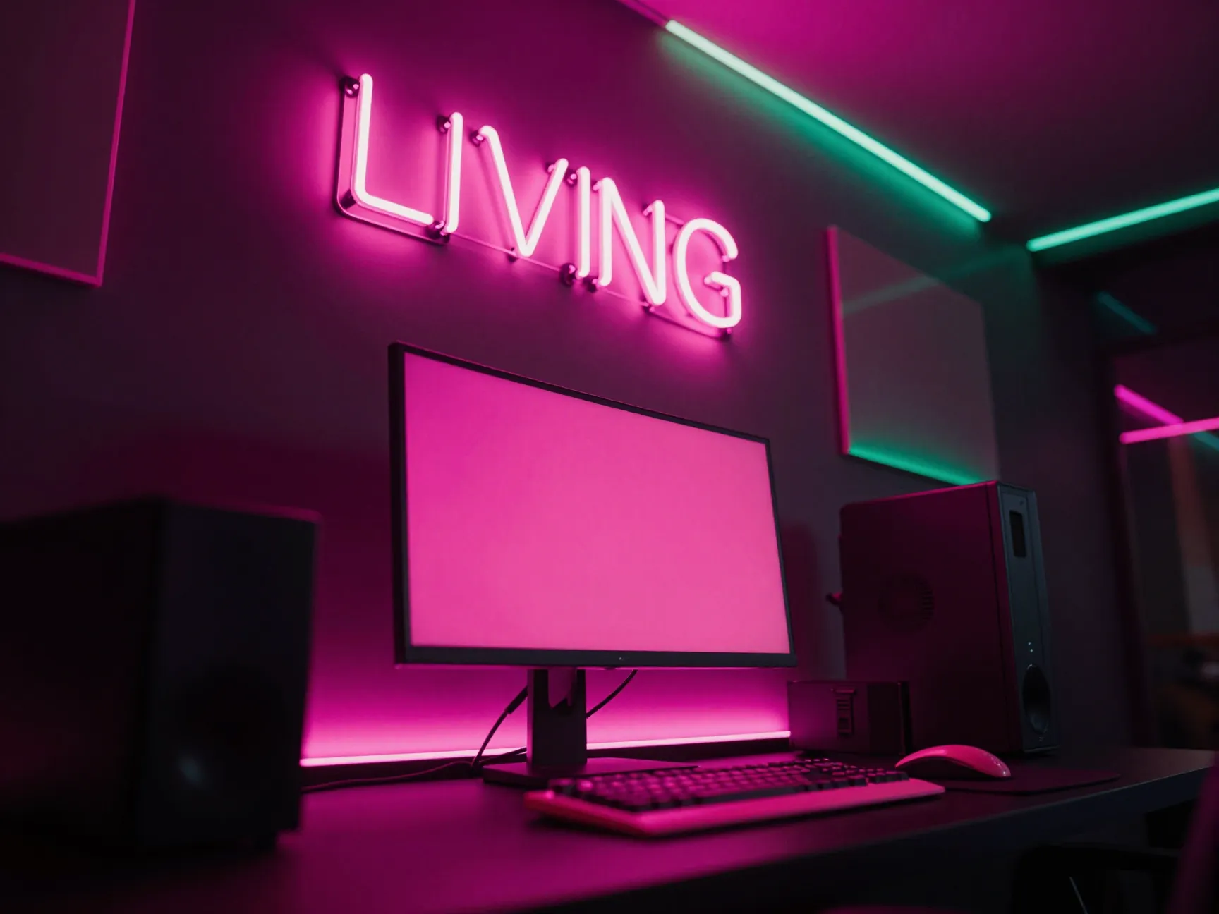 Neon and cyber futuristic pink