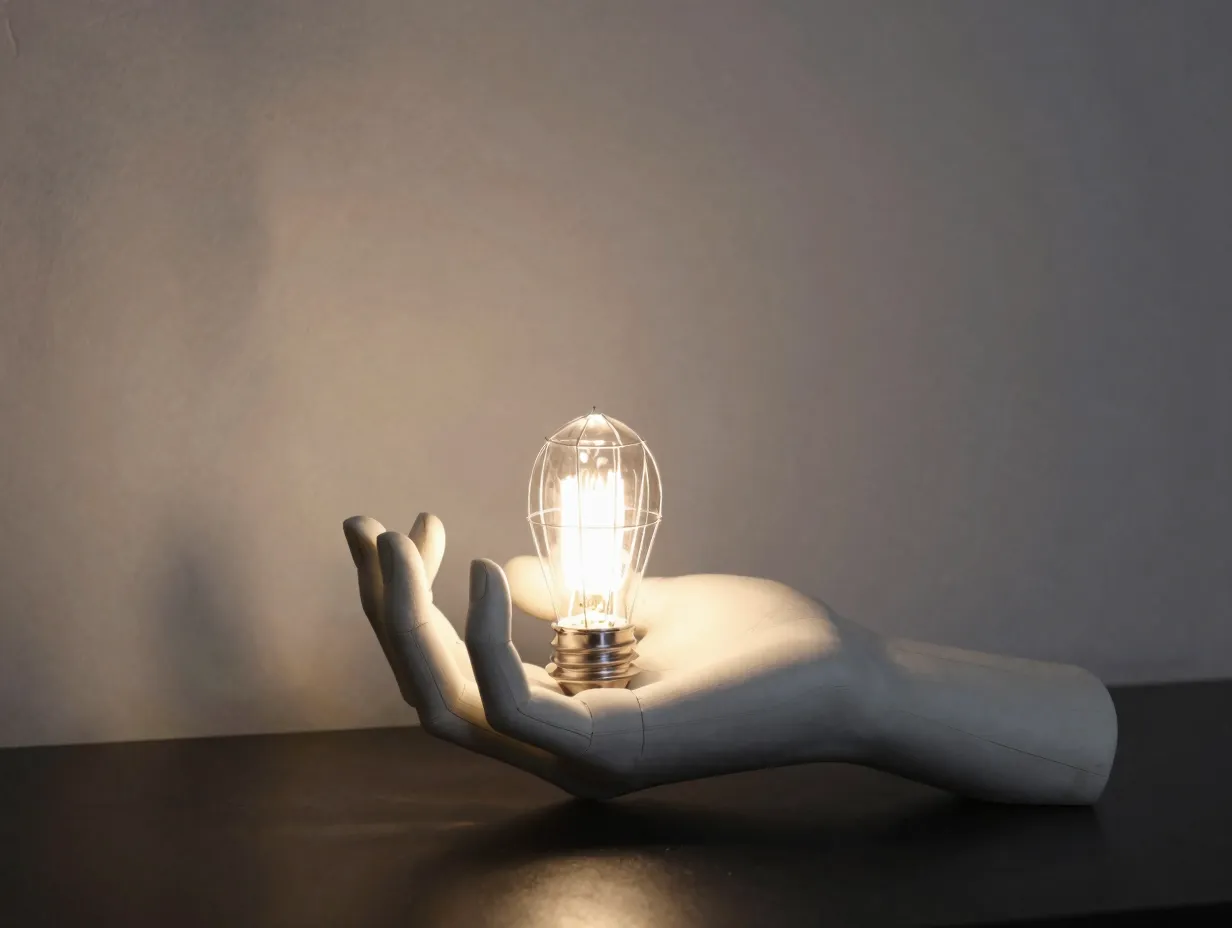 Sculptural hand shaped lamp