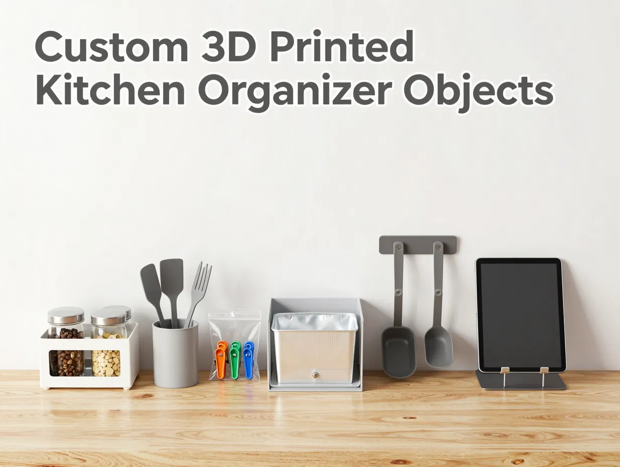 Custom 3d printed kitchen organizer objects