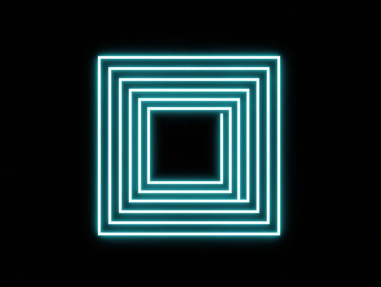 3 abstract neon geometry on pure black