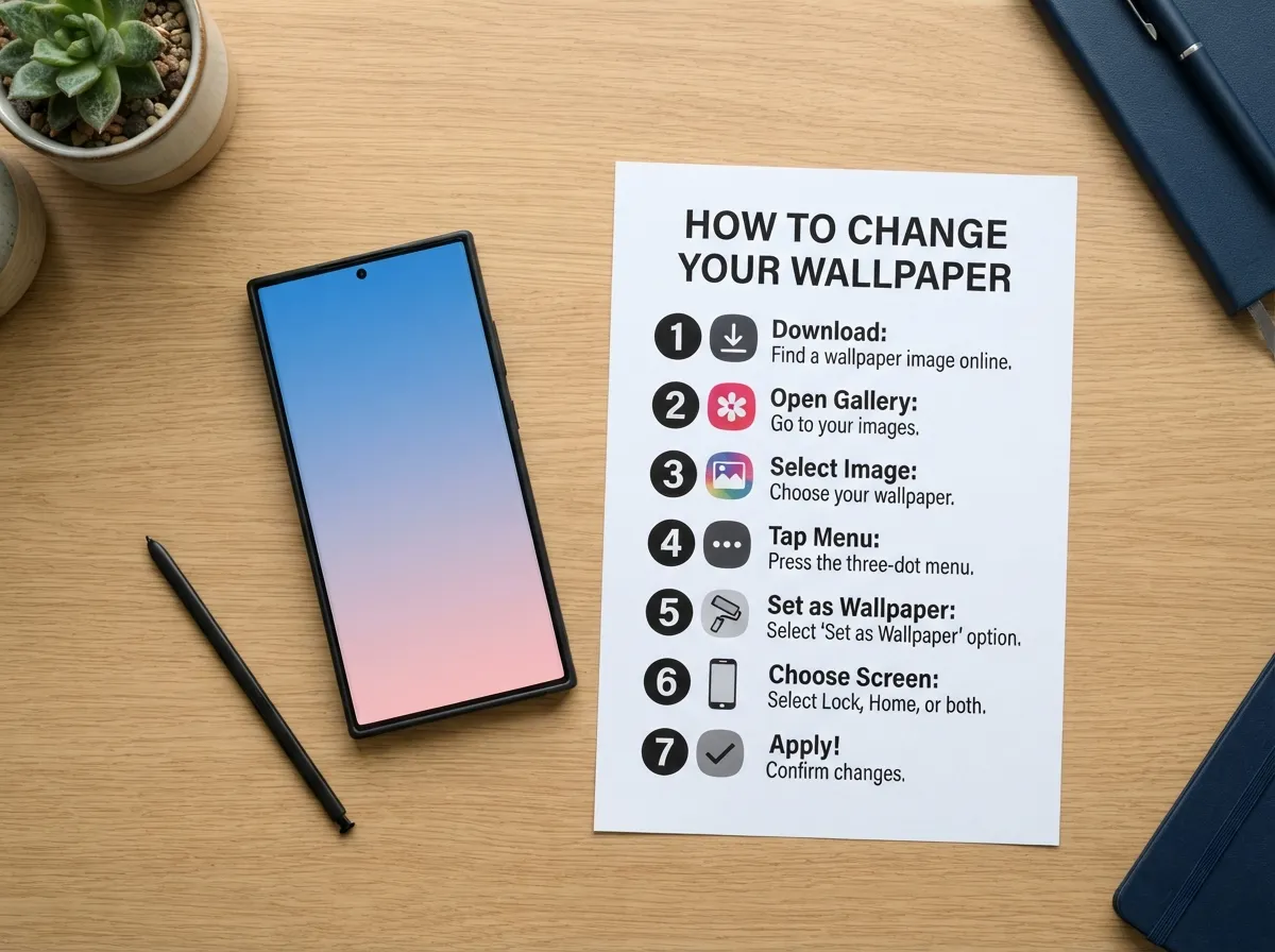 Repackaged s26 ultra stock wallpapers with step by step setup guidance