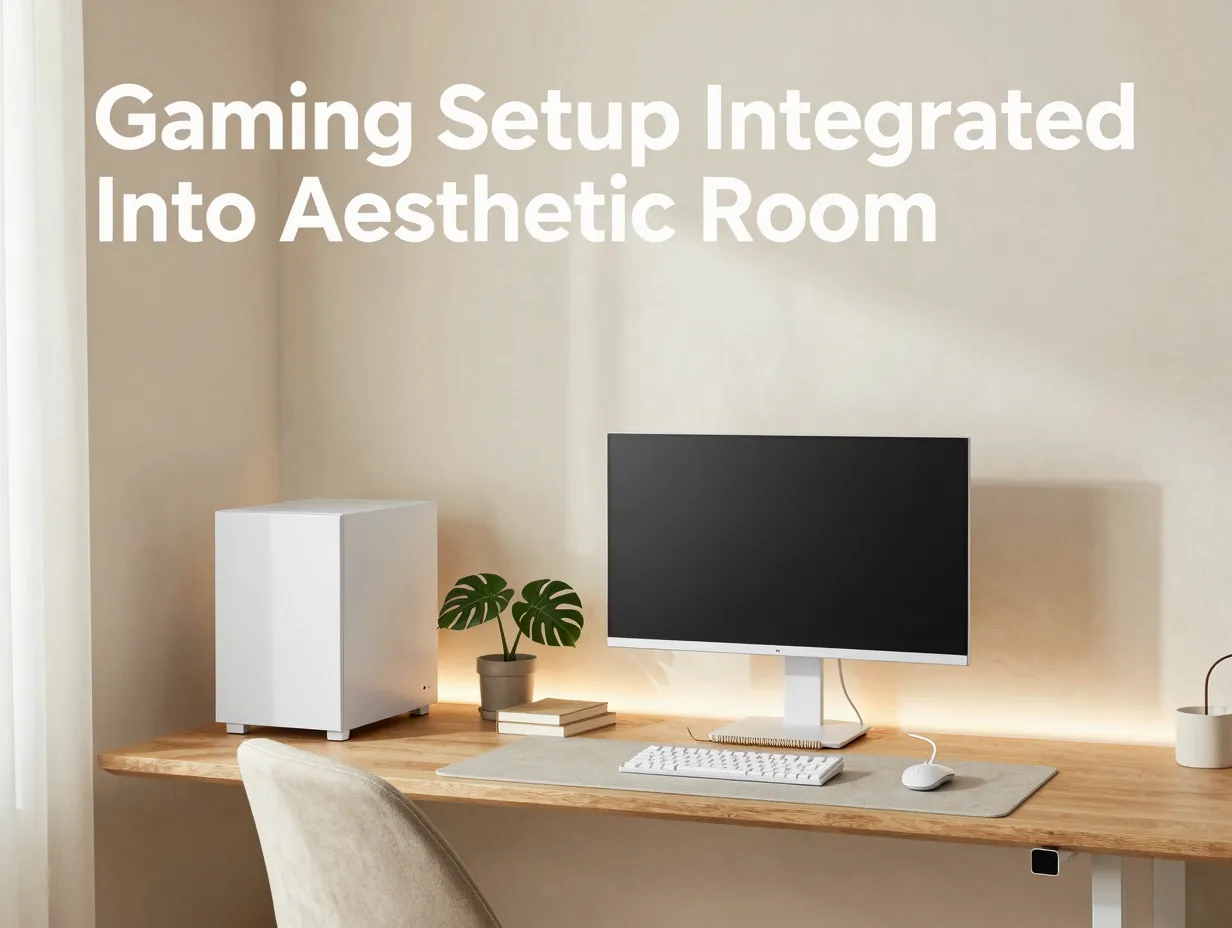 Gaming setup integrated into aesthetic room