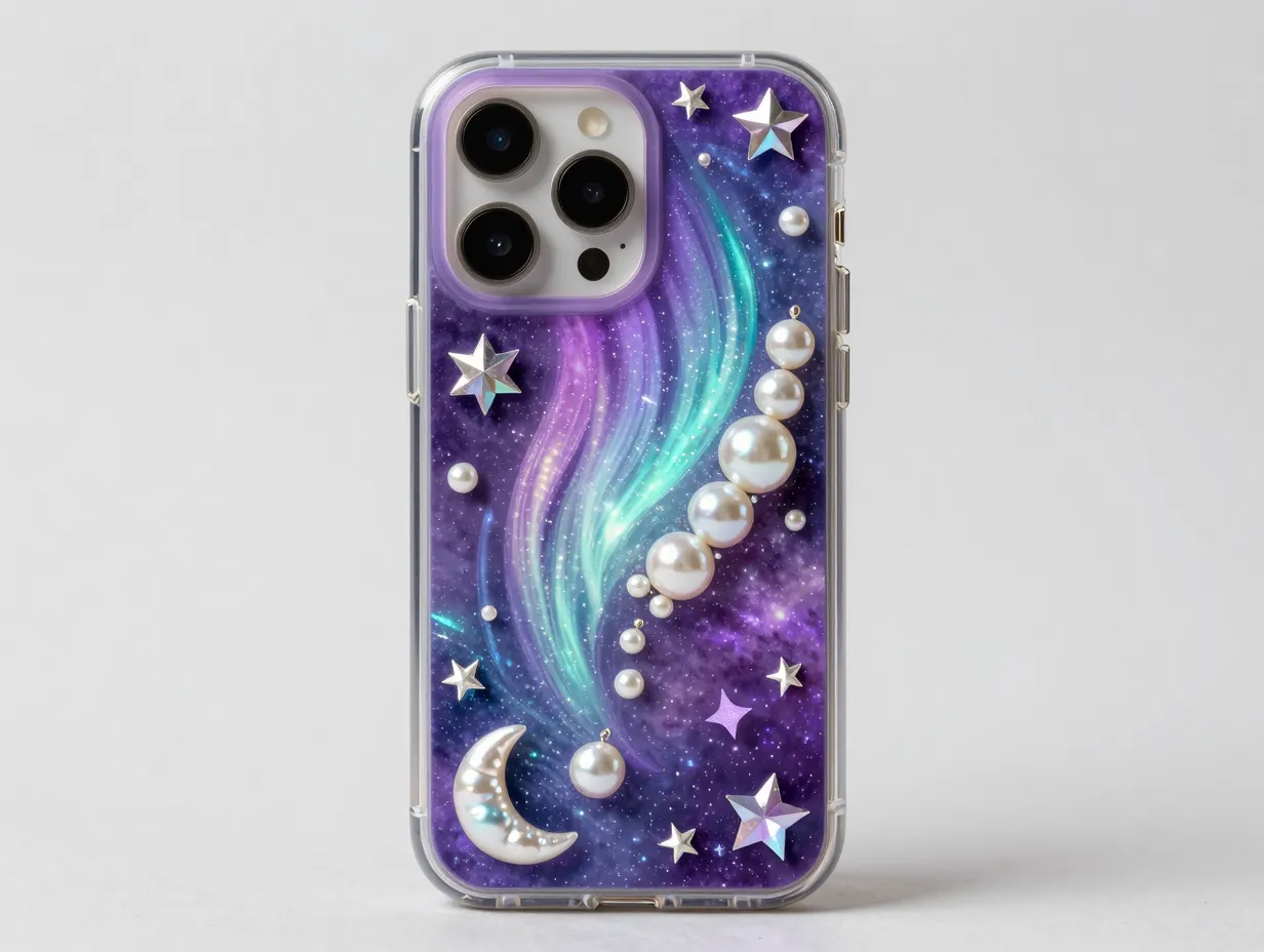 Aurora and purple galaxy