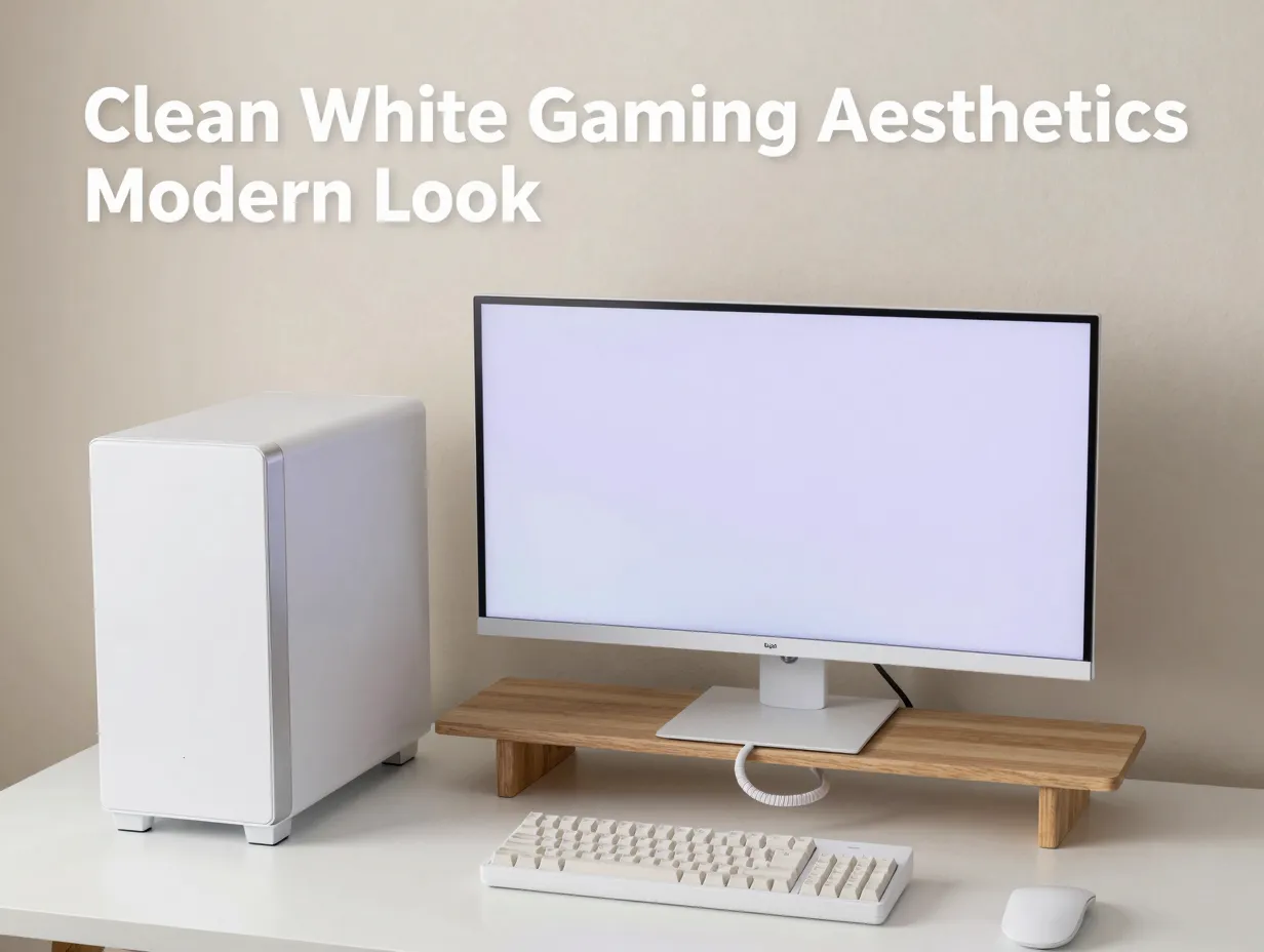 Clean white gaming aesthetics modern look