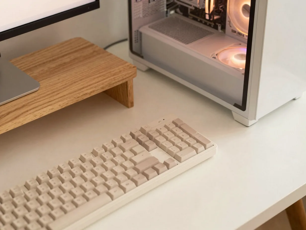 Pearl and cream minimalist desk build