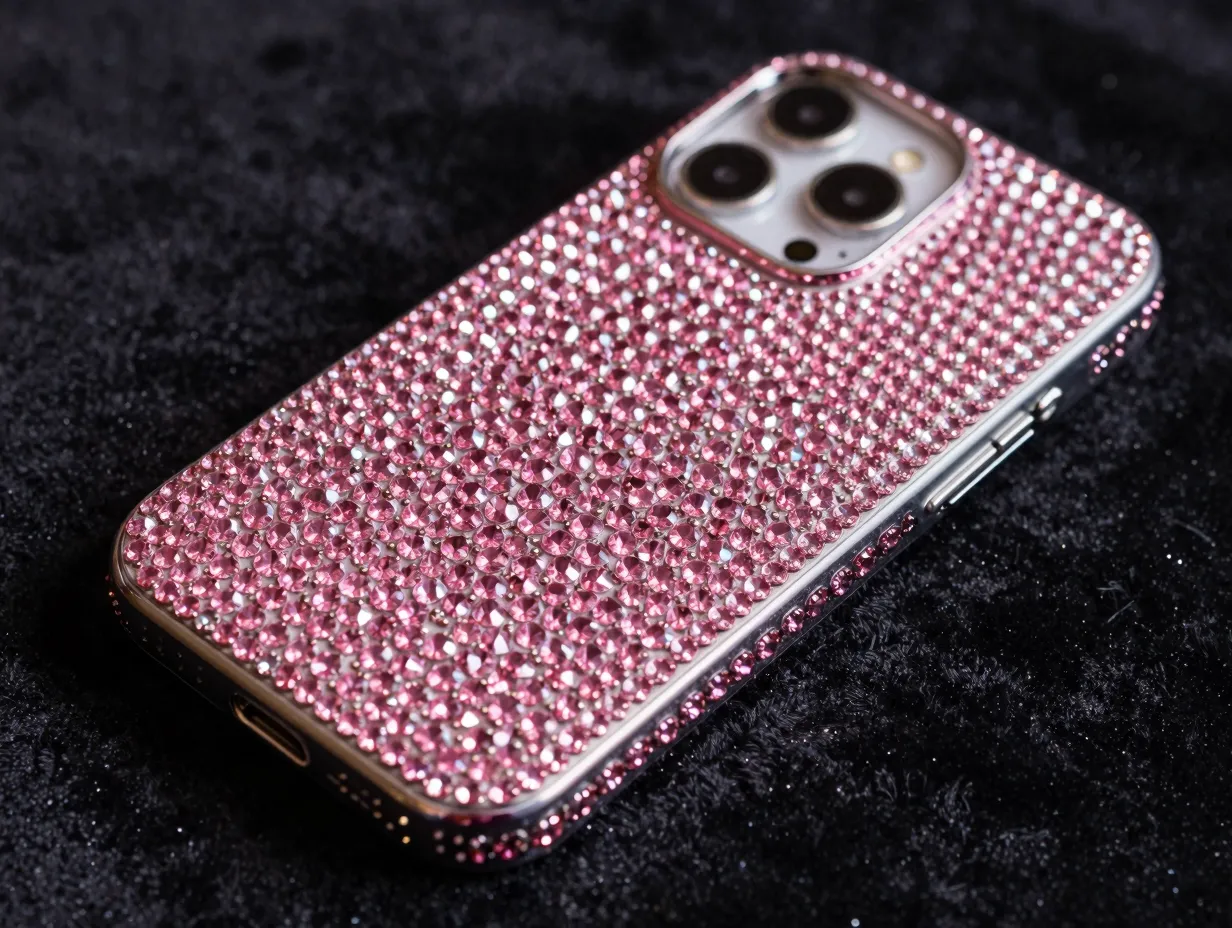 Wildflower rhinestone pink iphone 16 case