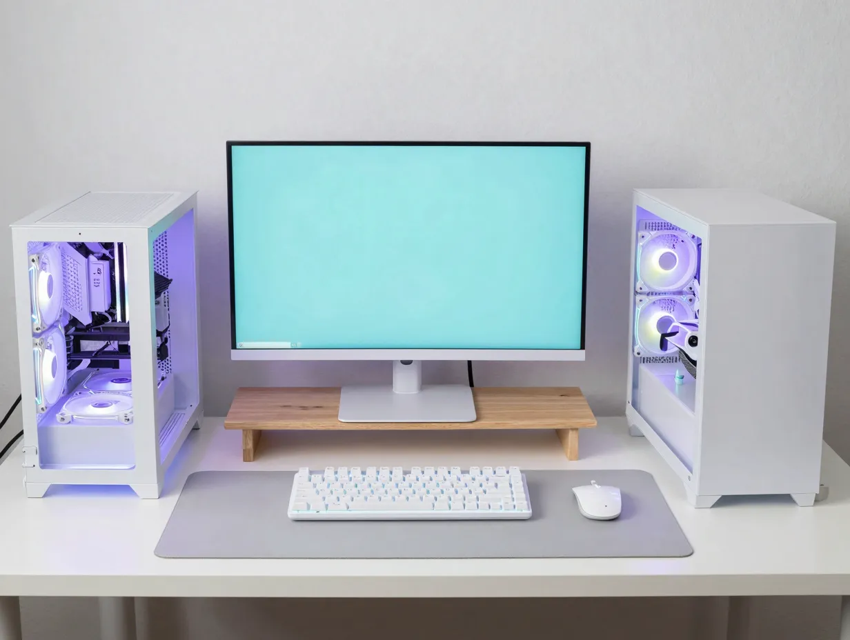 Single accent rgb white battlestation