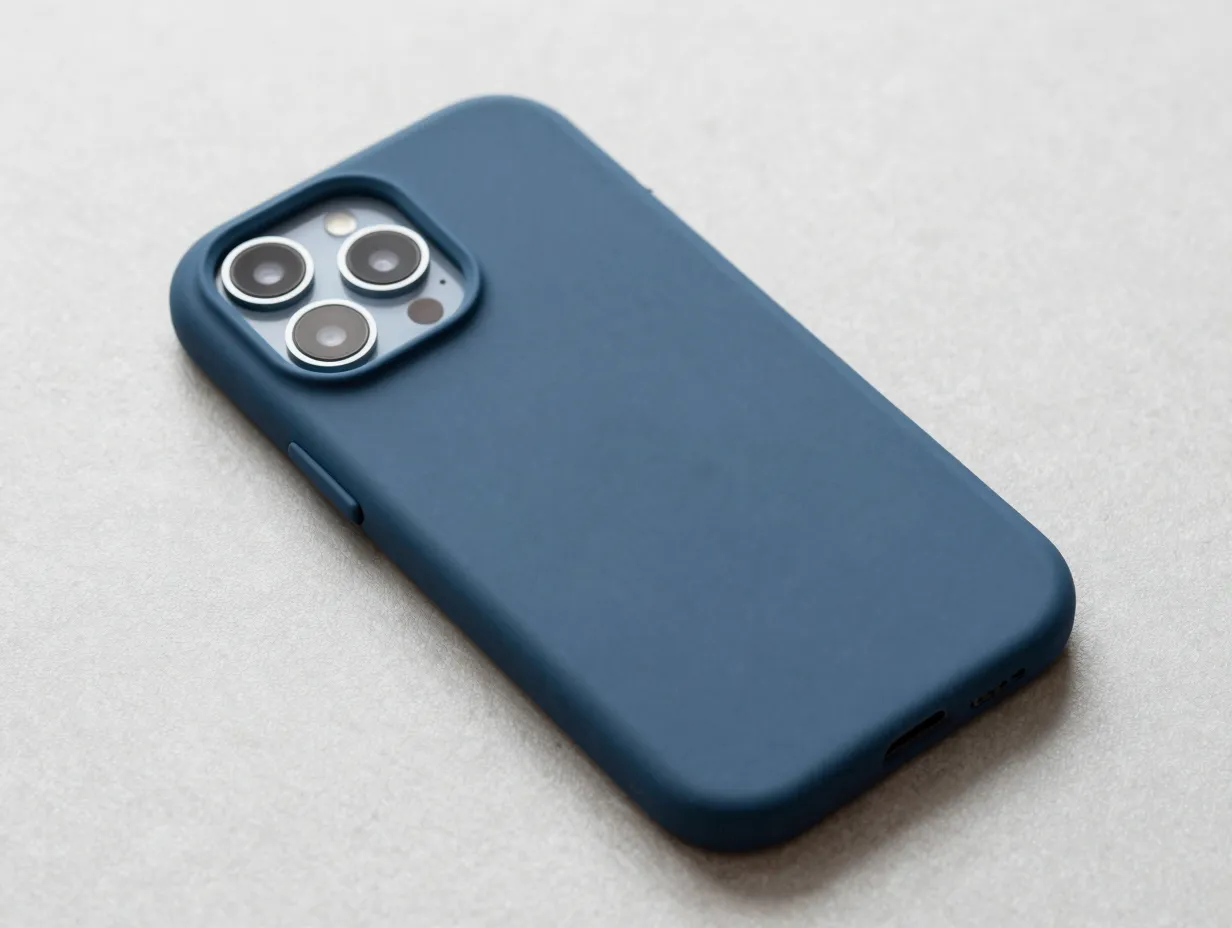 Apple iphone 13 silicone case with magsafe in abyss blue