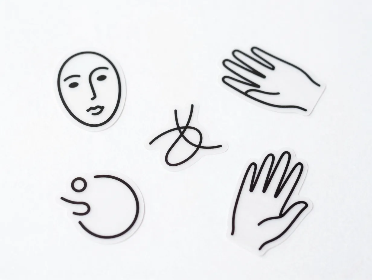 4 minimal line art stickers