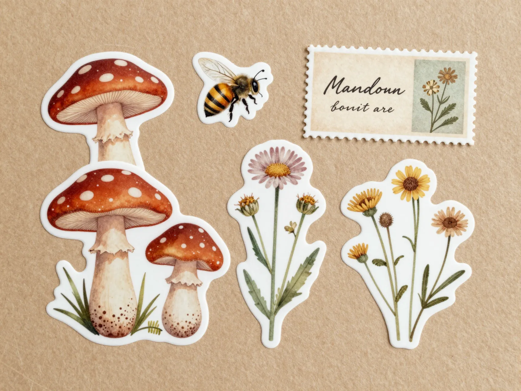 5 cottagecore and vintage illustration stickers