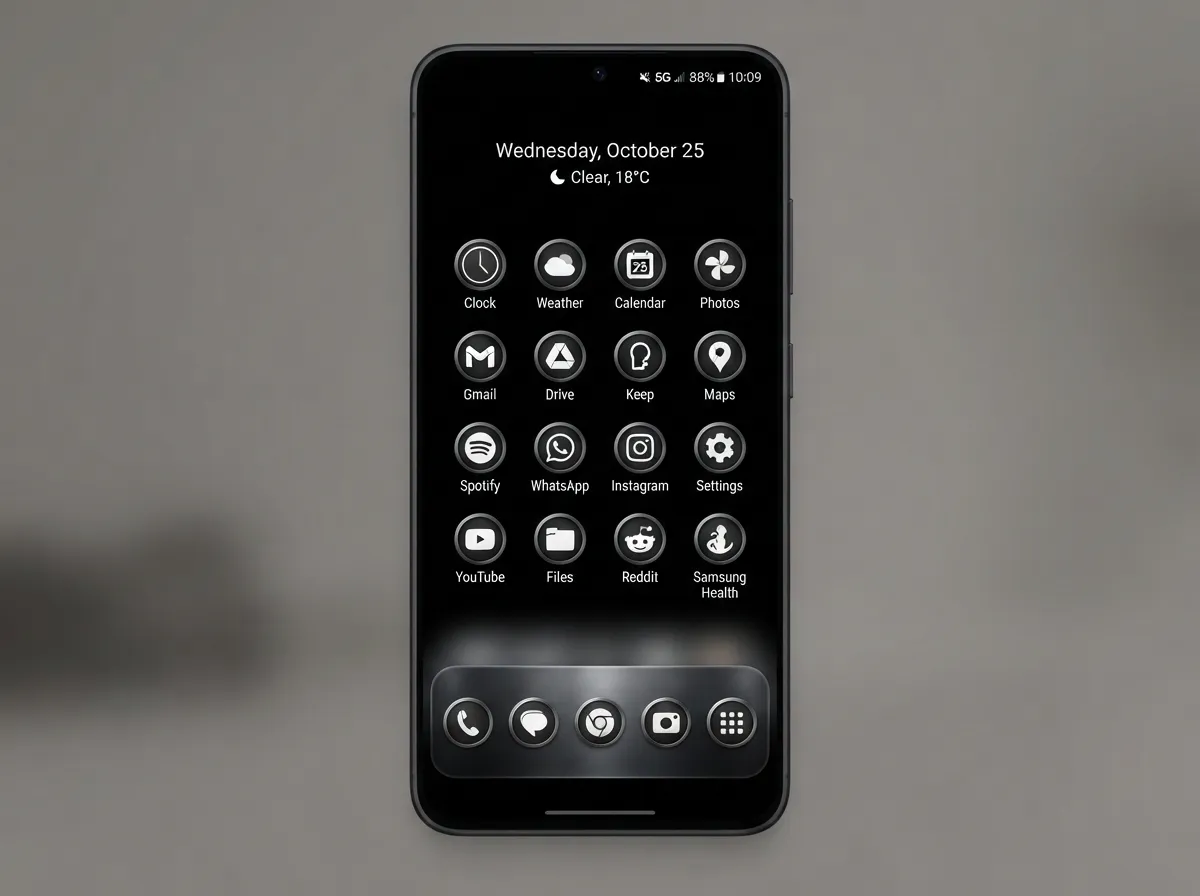 Home up dock customization coordinated black themes