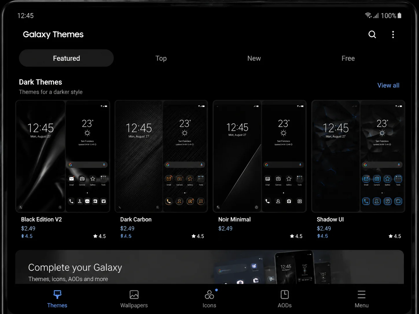 Dark themes from galaxy themes top 25 curated list