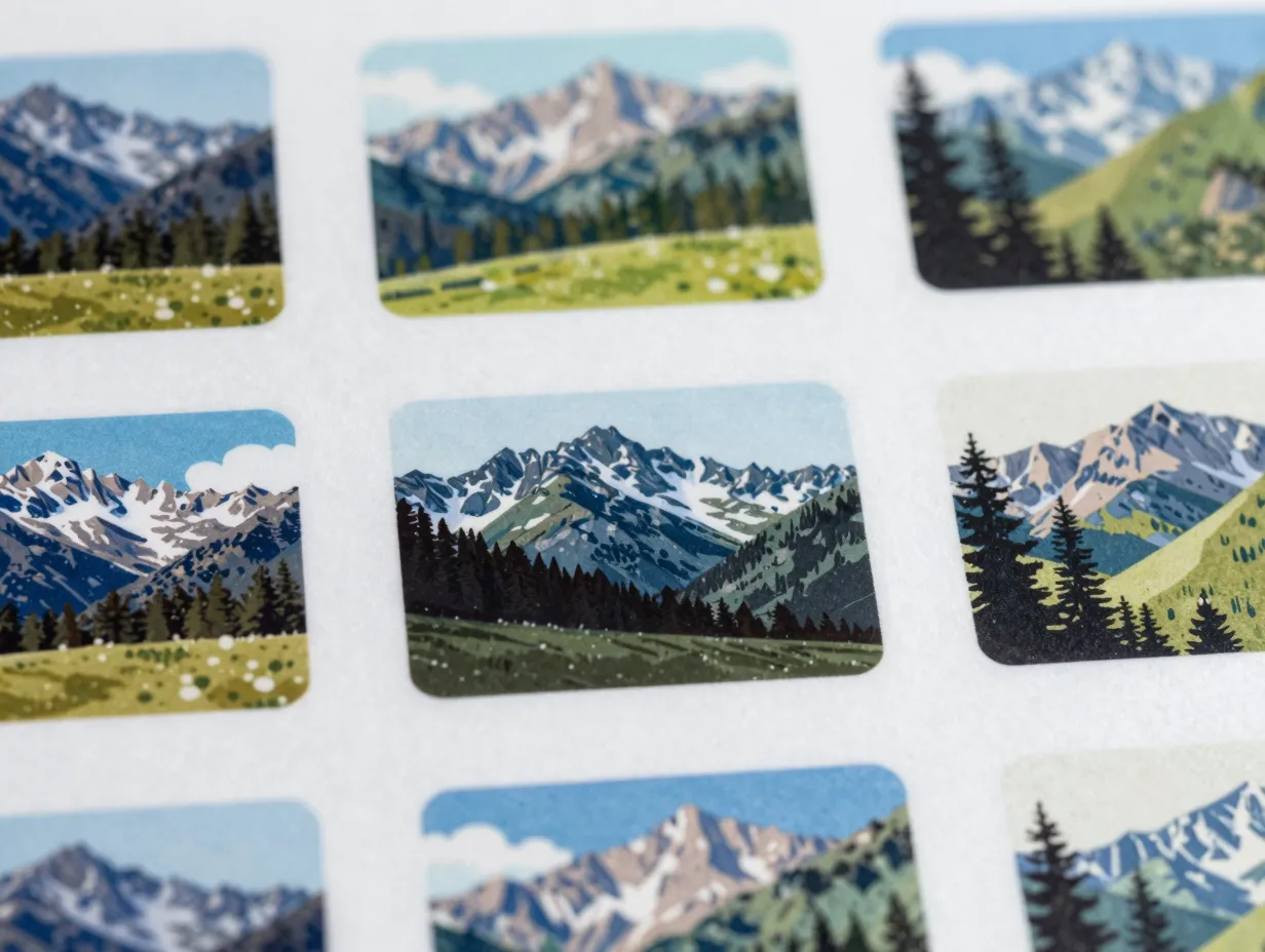 9 nature photography mini print stickers