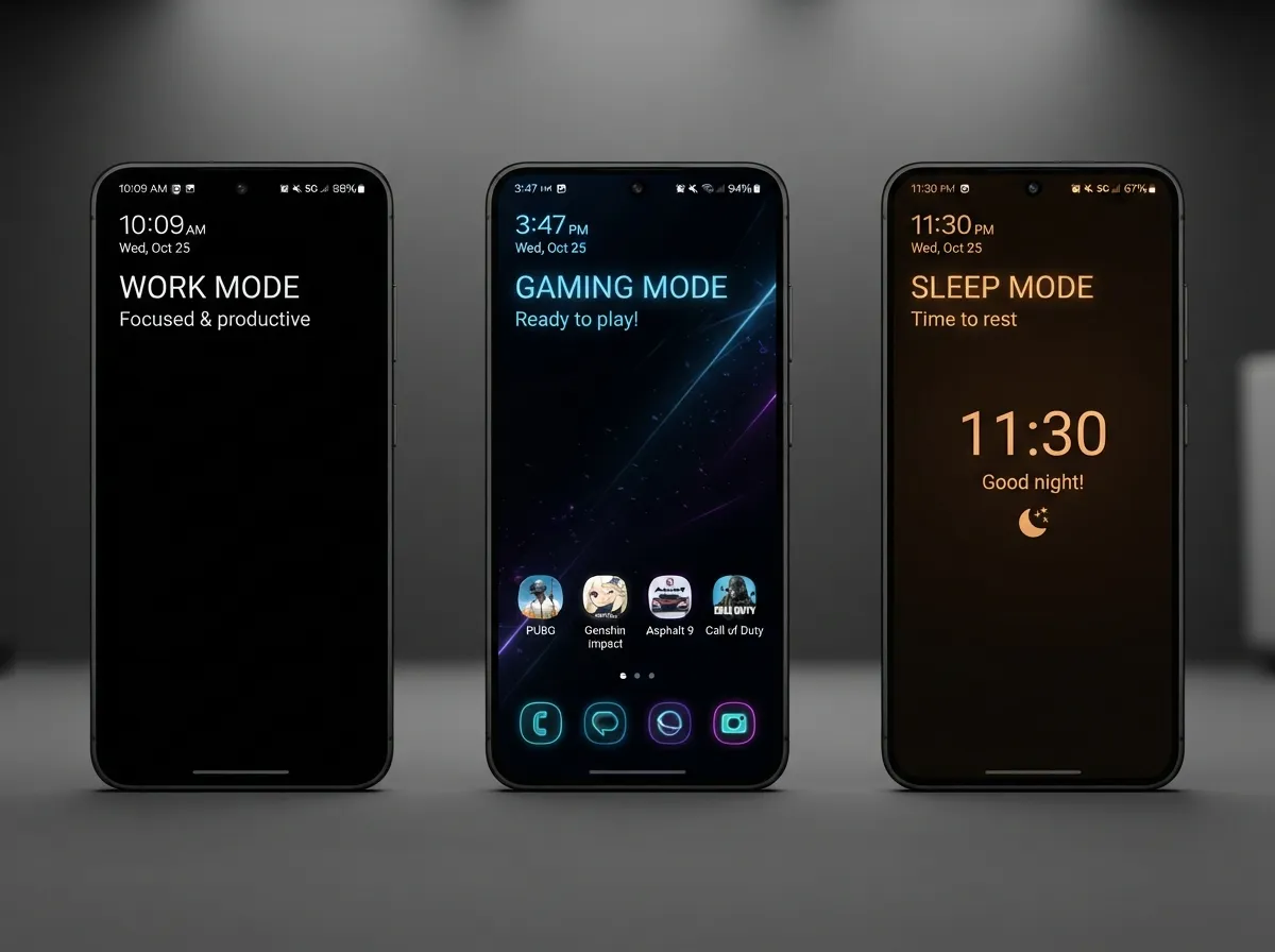 Modes and routines context aware black wallpapers
