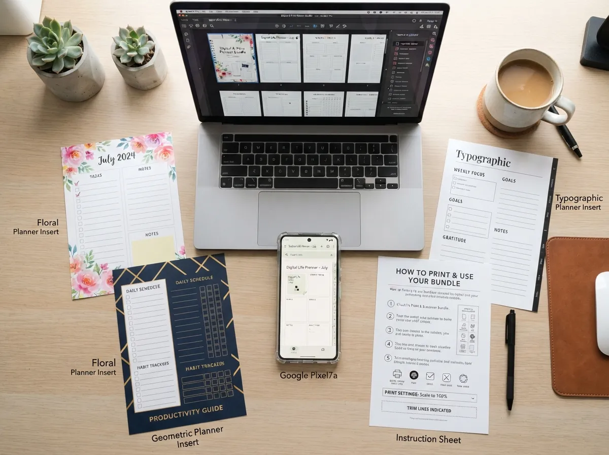 Downloadable bundle templates with multiple designs