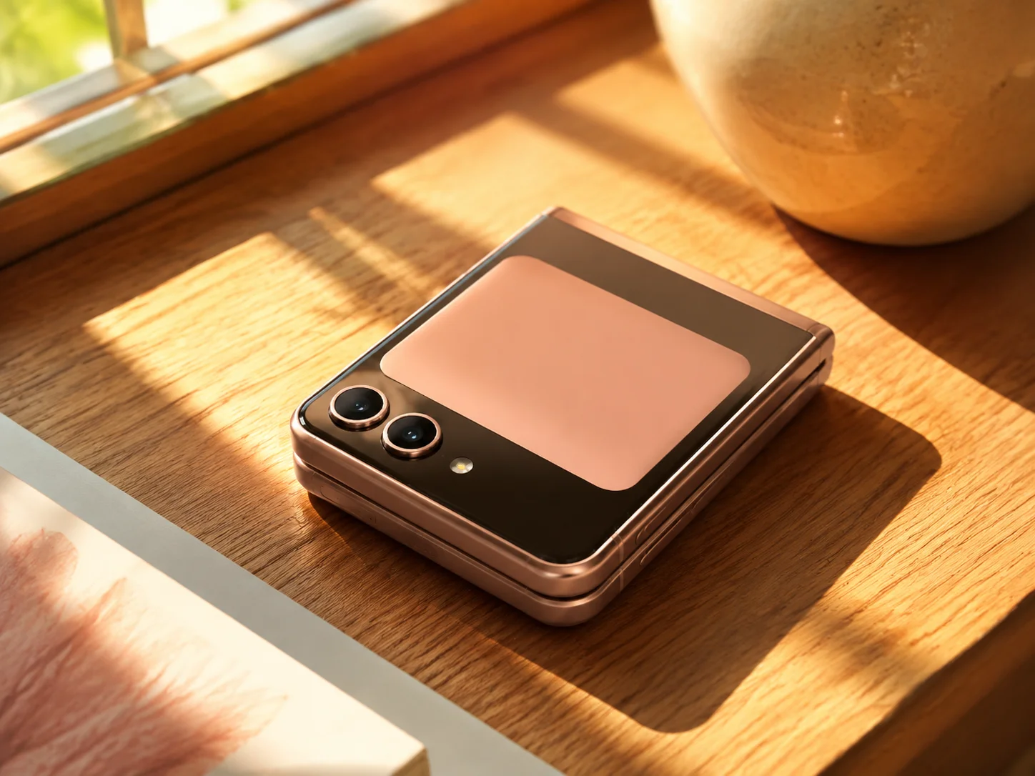 Samsung galaxy z flip6 peach as the pink adjacent option