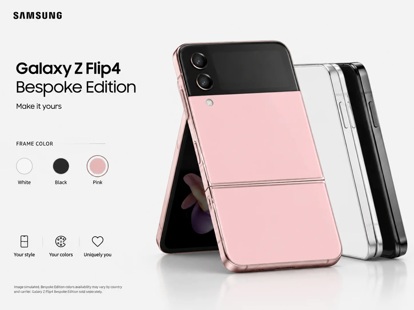 Samsung galaxy z flip4 bespoke edition custom pink panels